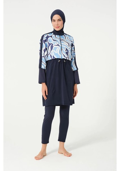 Sporcu Likra Paraşüt Kumaş Hızlı Kuruyan Kadın Tesettür Mayo 3008