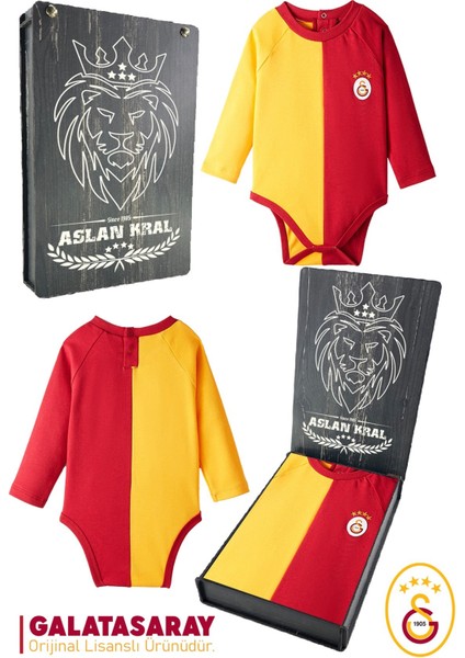 Lisanslı Uzun Kol Bebek Body Zıbın lik Ahşap Kutulu