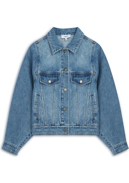 Eskitme Efektli Jean Ceket TS1250005070629 indirimleri