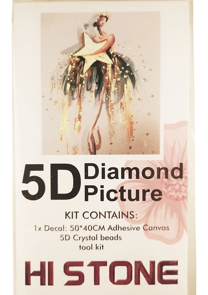 5d Elmas Taş Işleme Kiti 40X50 cm Yıldızlı Balerin Desen