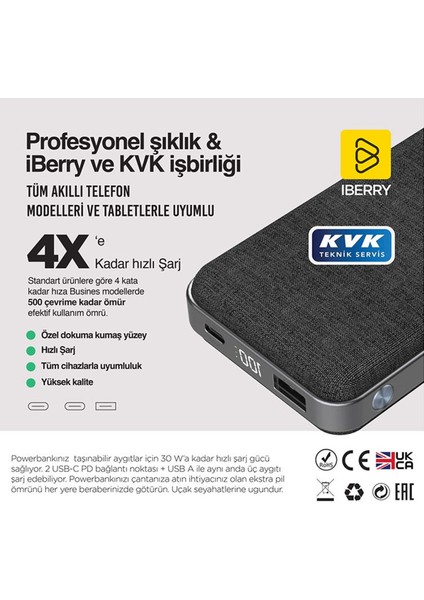 I30XL 20000 mAh Pd 3.0 30W Hızlı Powerbank Taşınabilir Şarj Cihazı