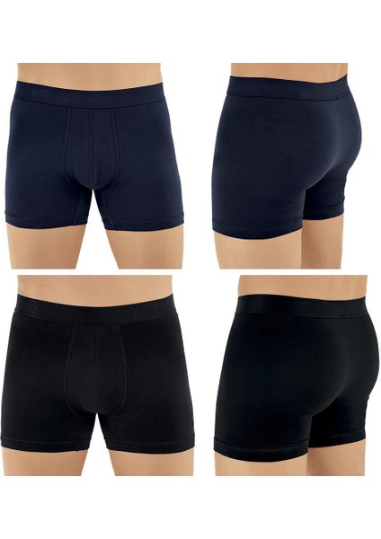 E031 Erkek Likralı Boxer Külot 3siyah-3lacivert L