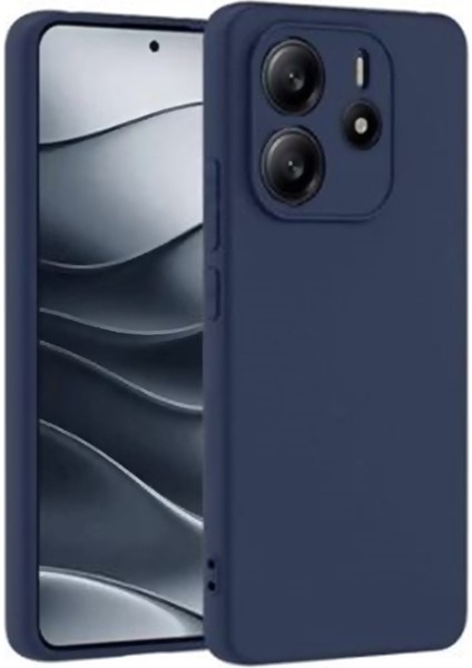 Xiaomi Redmi Note 14 Uyumlu Kılıf Biye Silikon Lacivert + Ekran Koruyucu