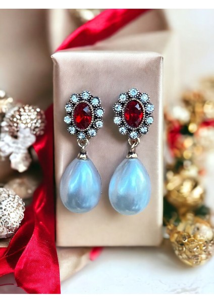 Oval Kristal Taşlı İnci Küpe fiyatları