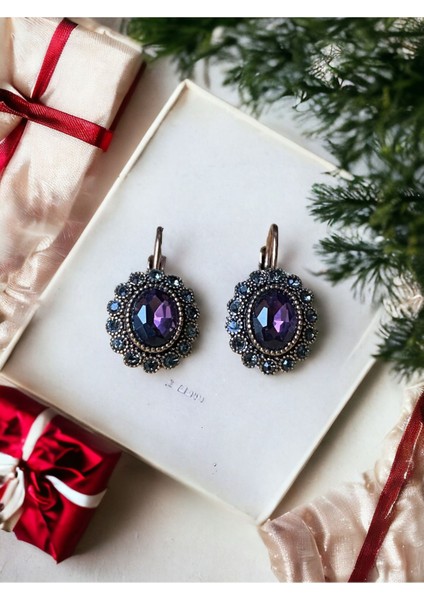 Black Diamond Taşlı Oval Küpe