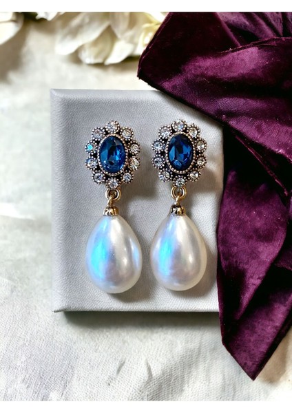 Oval Kristal Taşlı İnci Küpe fiyatları