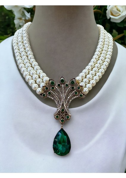 Kristal Taşlı Hayat Ağacı Figür Inci Kolye