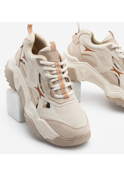 Kadın Sneaker Kalın Taban Bağcıklı Çok Parçalı Spor Ayakkabı Mizon