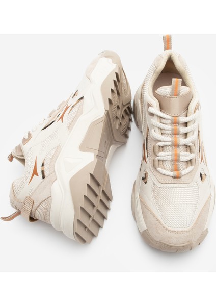 Kadın Sneaker Kalın Taban Bağcıklı Çok Parçalı Spor Ayakkabı Mizon