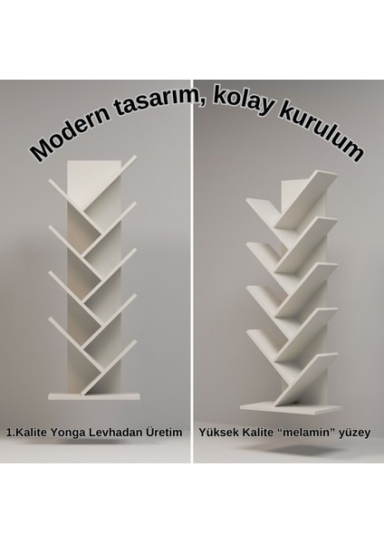 Cross Dekoratif Çapraz Sekiz Bölmeli Kitaplık (Beyaz) modelleri