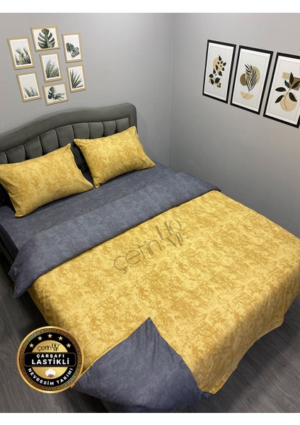 Çetinhome Çarşafı Lastikli Çift Kişilik Nevresim Takımı Gölge Gold Antrasit modelleri