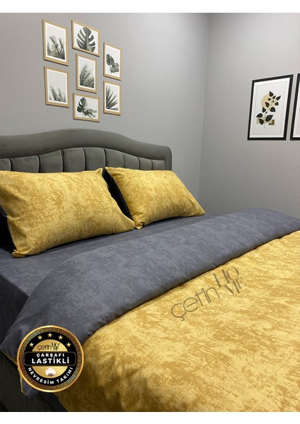 Çetinhome Çarşafı Lastikli Çift Kişilik Nevresim Takımı Gölge Gold Antrasit fırsatları