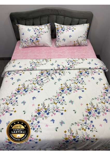 Çetinhome Çarşafı Lastikli Çift Kişilik Nevresim Takımı Bahar