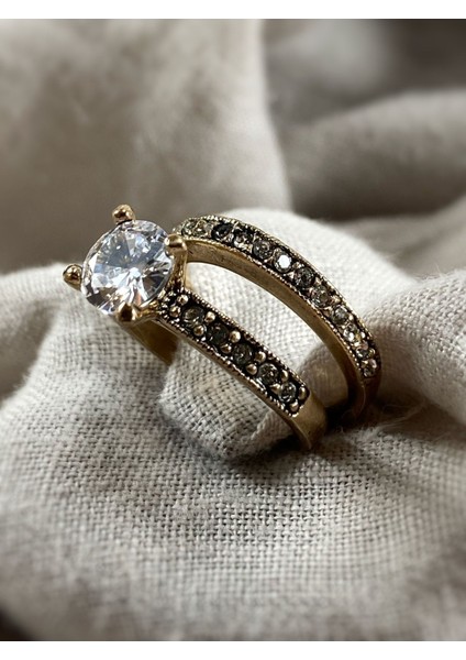 Tam Tur Işlemli & Tek Taş Ikili Yüzük Seti fiyatları