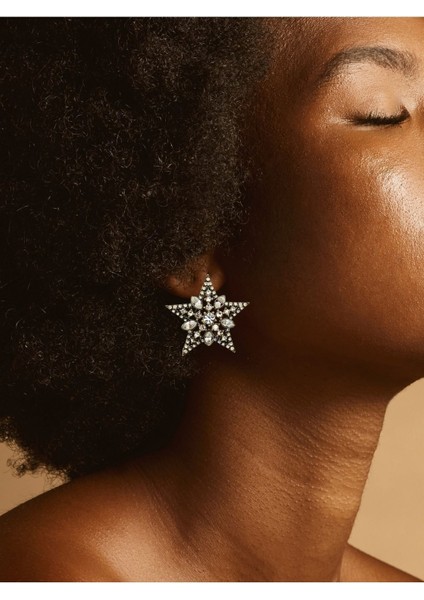 Kristal Taşlı Yıldız Küpe modelleri