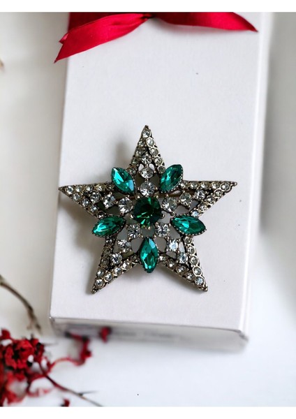 Kristal Taşlı Yıldız Broş modelleri