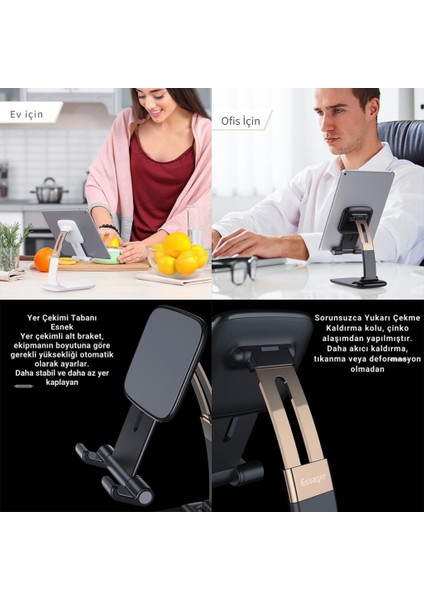 Uzayıp Kısayabilen Kaymaz Pad Masaüstü Telefon Tutucu Masaüstü Tablet Standı Yükseklik Ayarlı modelleri