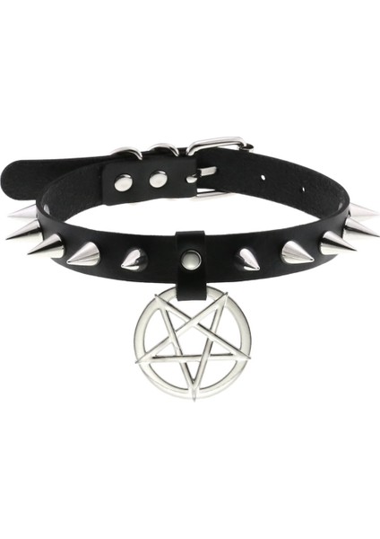 Ters Pentagram Choker Kolye