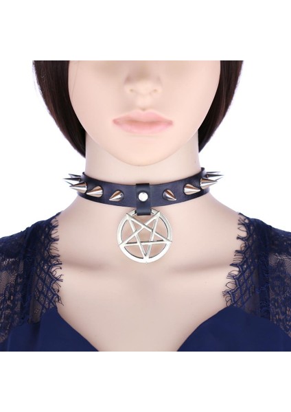 Ters Pentagram Choker Kolye