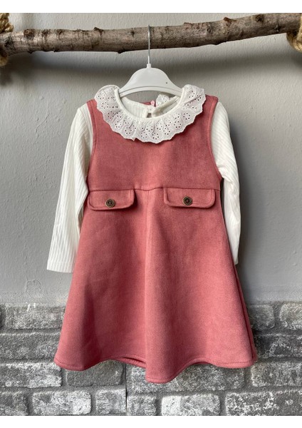 Kız Çocuk Süet Elbise Güpürlü Badili Kız Çocuk Süet Jile Elbise