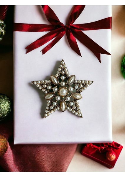 Kristal Taşlı Yıldız Broş