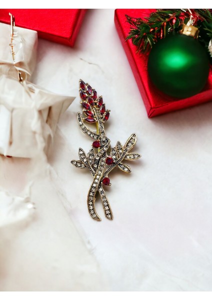 Kristal Taş Elmas Montür Çiçek Broş