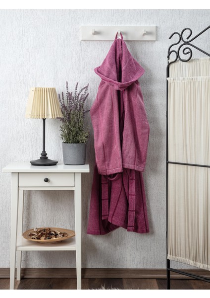 Italian Style Pamuklu Kadife Kapüşonlu Unisex Bornoz