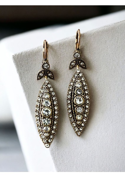 Zirkon Taşlı Elmas Montür Mekik Küpe