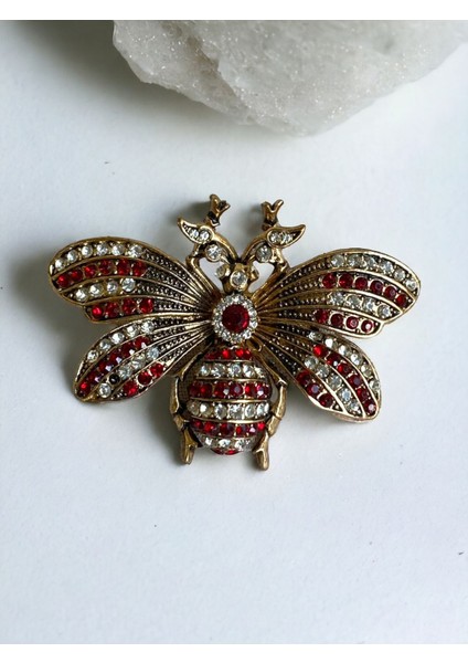 Kristal Taşlı Arı Broş
