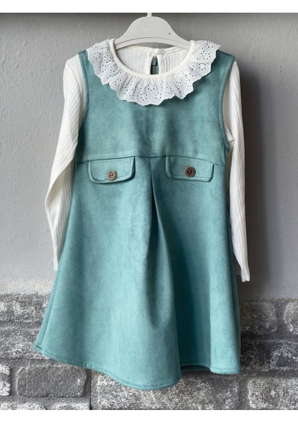 Kız Çocuk Süet Elbise Güpürlü Badili Kız Çocuk Süet Jile Elbise