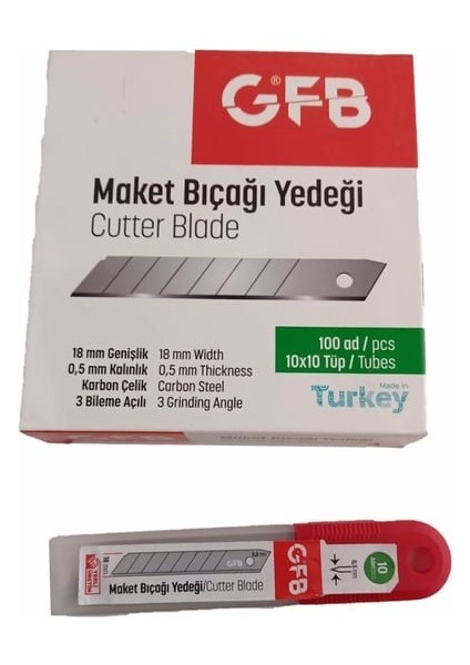 Gfb Maket Bıçağı Yedeği 18X0,5 mm ( 7 Kırımlı ) 10'lu