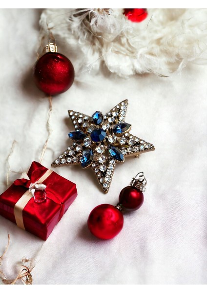 Kristal Taşlı Yıldız Broş