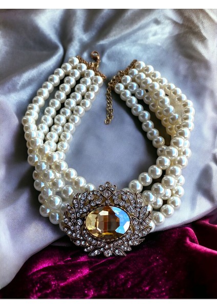 Kristal Taşlı Chooker İnci Tasma Kolye modelleri