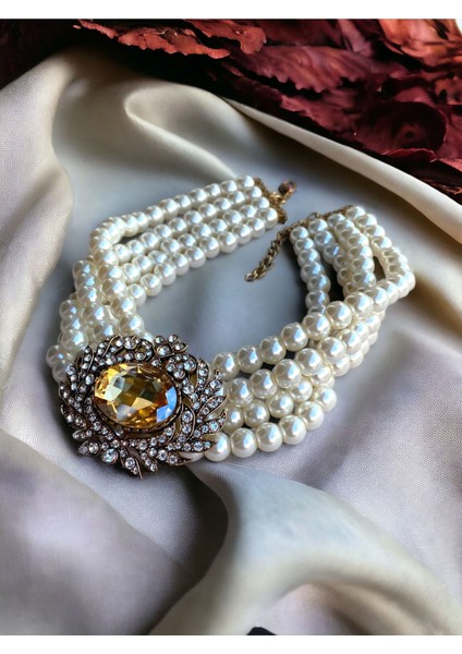 Kristal Taşlı Chooker İnci Tasma Kolye fırsatları