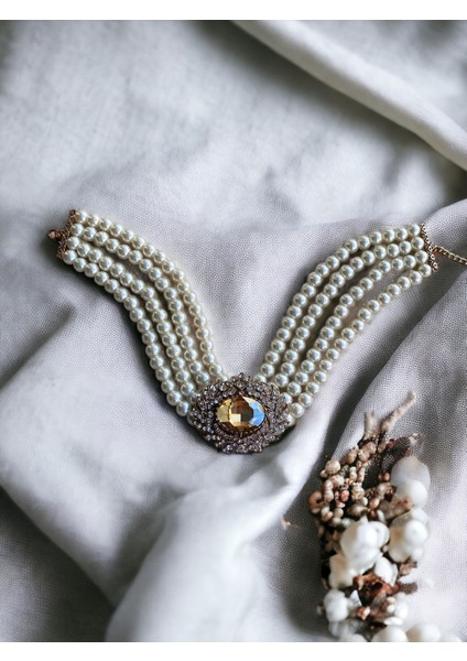 Kristal Taşlı Chooker İnci Tasma Kolye indirimleri