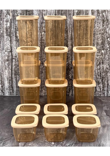 Kumsal Kare Saklama Kabı,şeffaf Bakır Set (6*550 ML+6*1200 ML+6*1750 Ml)