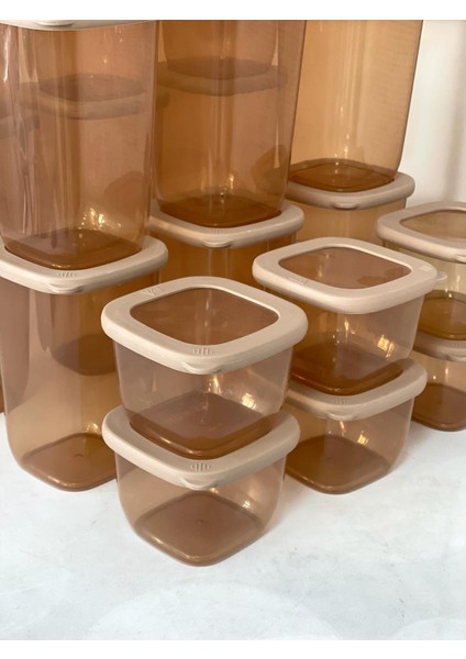 Kumsal Kare Saklama Kabı Şeffaf Bakır Set 3x550 Ml 3x1200 Ml 3x1750 ML