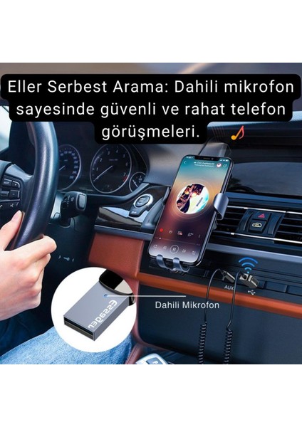 Essager Aux Bluetooth Araç Müzik Kiti Fm Transmitter Aux Giriş USB Wireless Bluetooth Araç Müzik Kiti indirimleri