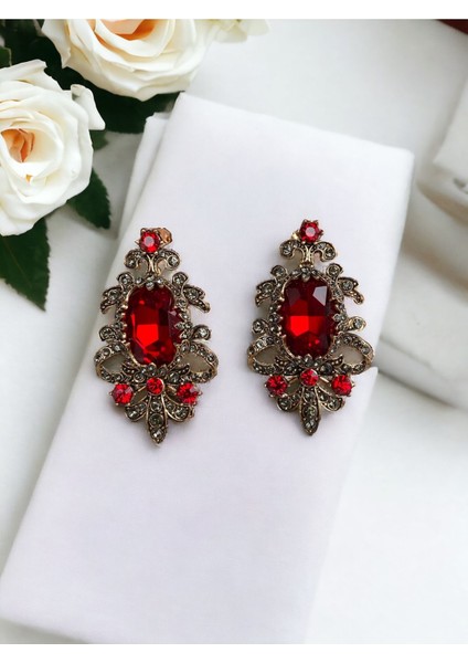 Kristal Taşlı Elmas Montür Küpe