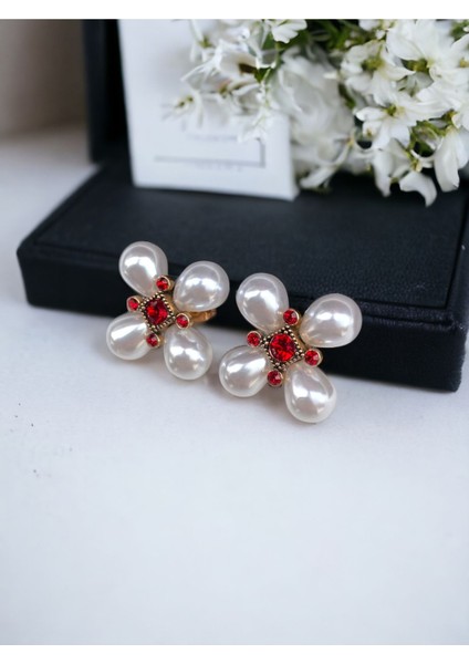 Kristal Taşlı Dörtlü Çapraz Inci Tasarım Küpe fiyatları