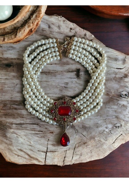 Baget ve Su Damlası Taşlı Inci Choker Kolye fiyatları