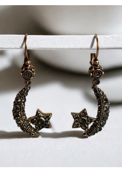 Kristal Taşlı Ayyıldız Sallantılı Küpe fiyatları