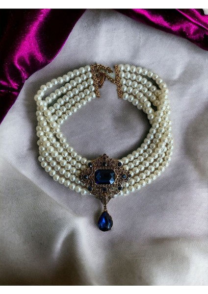 Baget ve Su Damlası Taşlı Inci Choker Kolye fiyatları