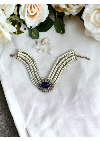 Kristal Taşlı Chooker İnci Tasma Kolye modelleri