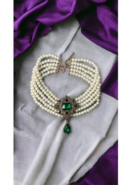 Baget ve Su Damlası Taşlı Inci Choker Kolye fiyatları