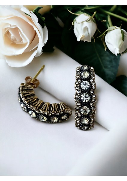 Zirkon Taşlı Elmas Montür Küpe