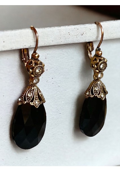 Kristal Taşlı Büyük Kedi Gözü Küpe