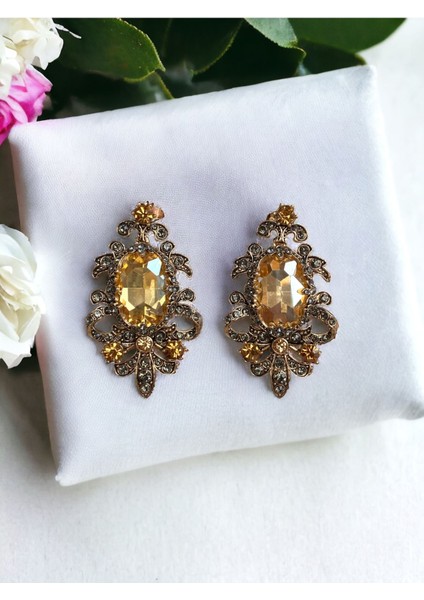 Kristal Taşlı Elmas Montür Küpe