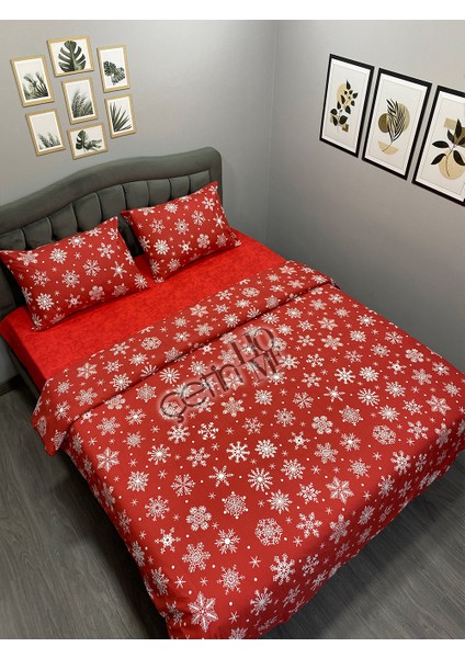 Çetinhome Çarşafı Lastikli Çift Kişilik Nevresim Takımı Kar