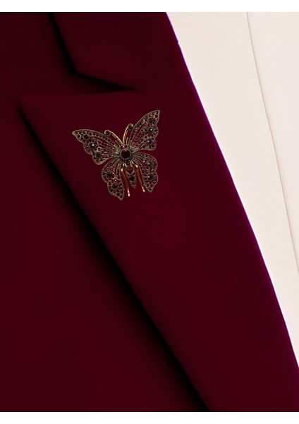 Kırmızı Kristal Taşlı Kelebek Broş fiyatları